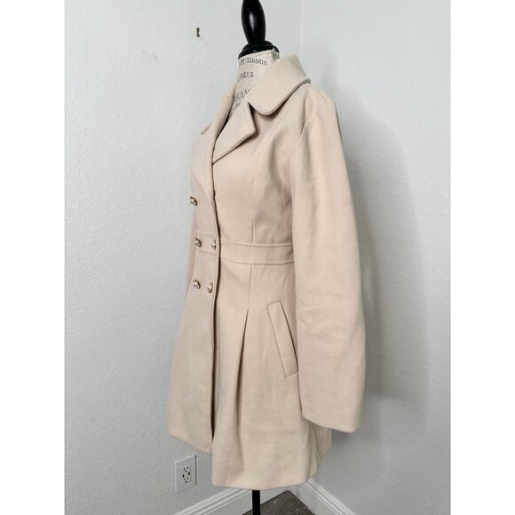 Womens Overcoats with Metal Buttons Double-Breasted Coat in Oatmeal Color Size M - Picture 2 of 8